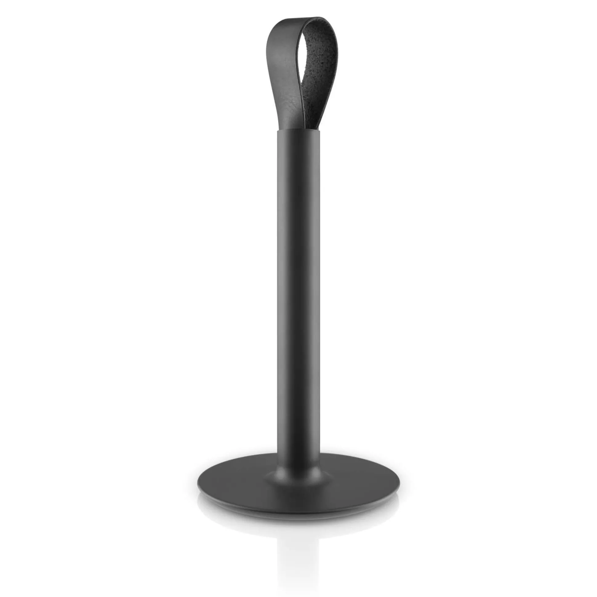 Hushållspappershållare - Svart - med läderrem