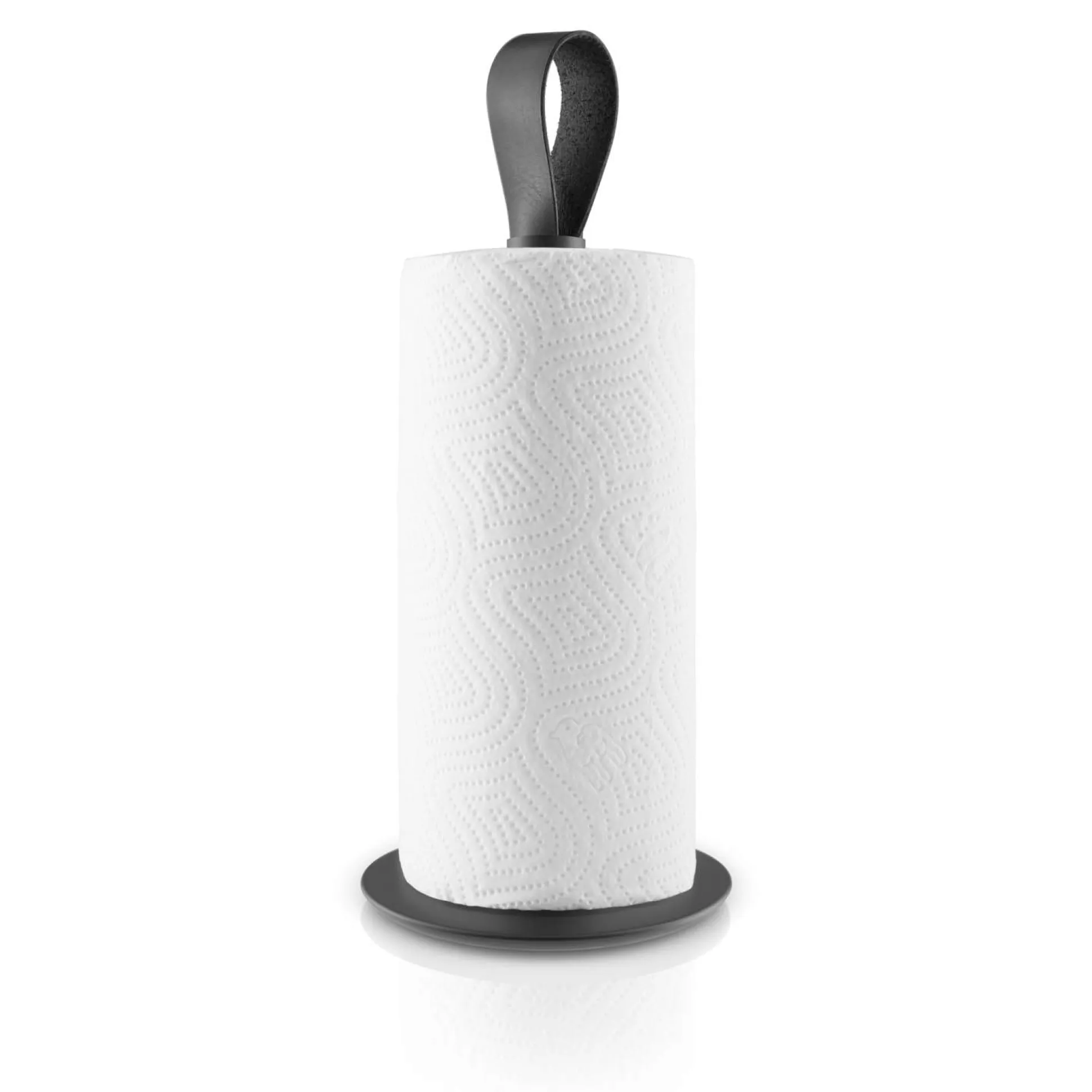 Hushållspappershållare - Svart - med läderrem