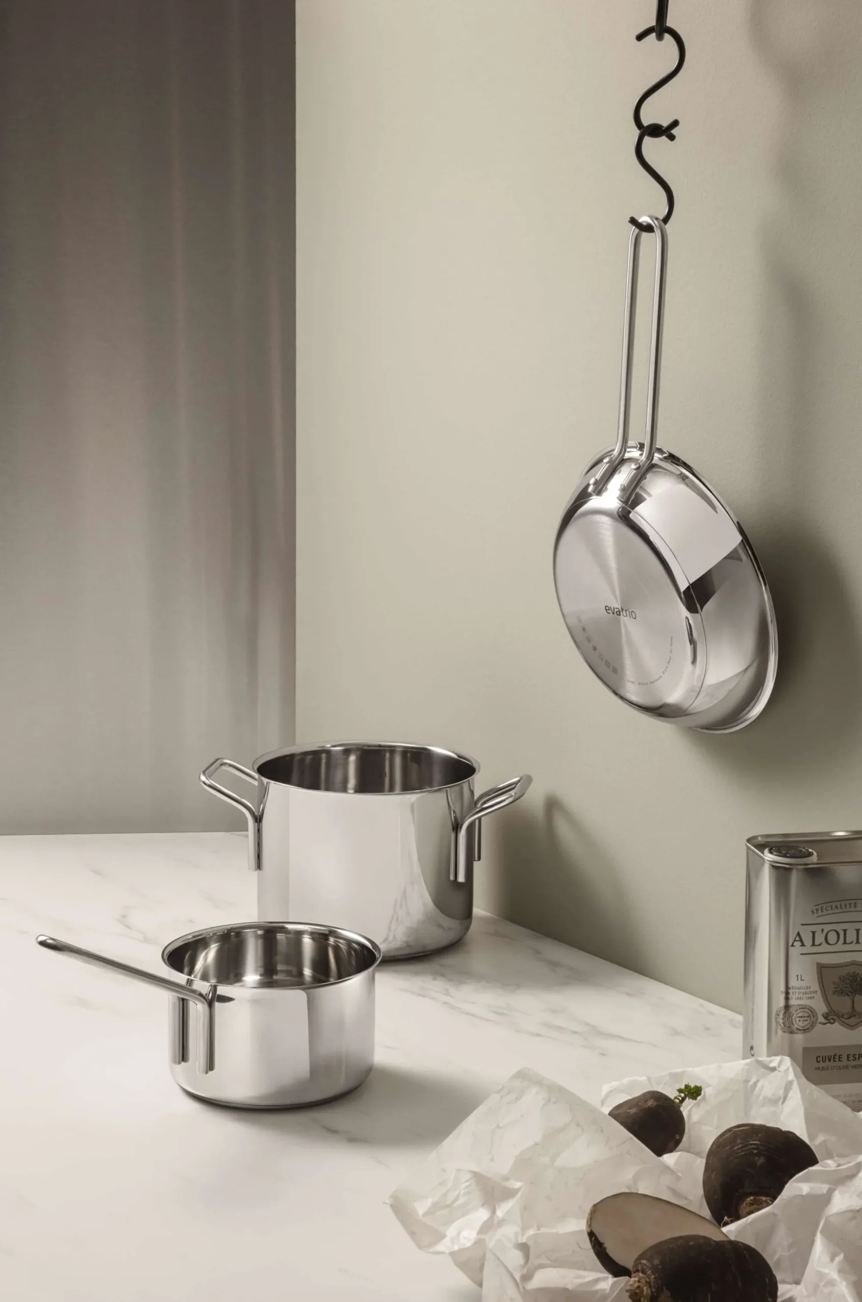 Stainless steel gryte/stekpannaset - 3 deler