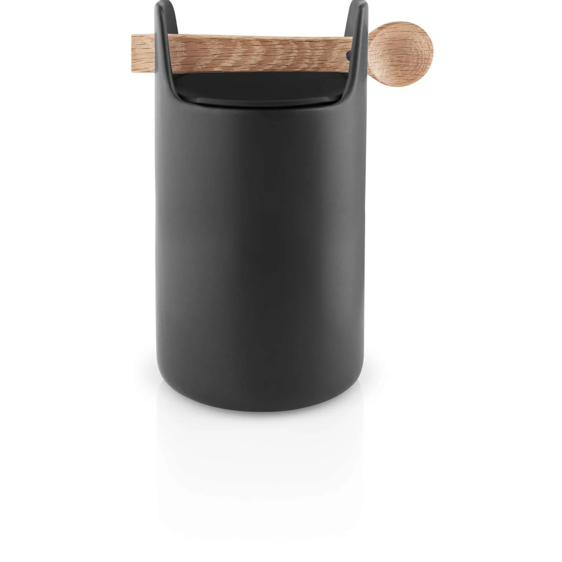 Toolbox förvaringsburk - 20 cm - med sked och lock, svart