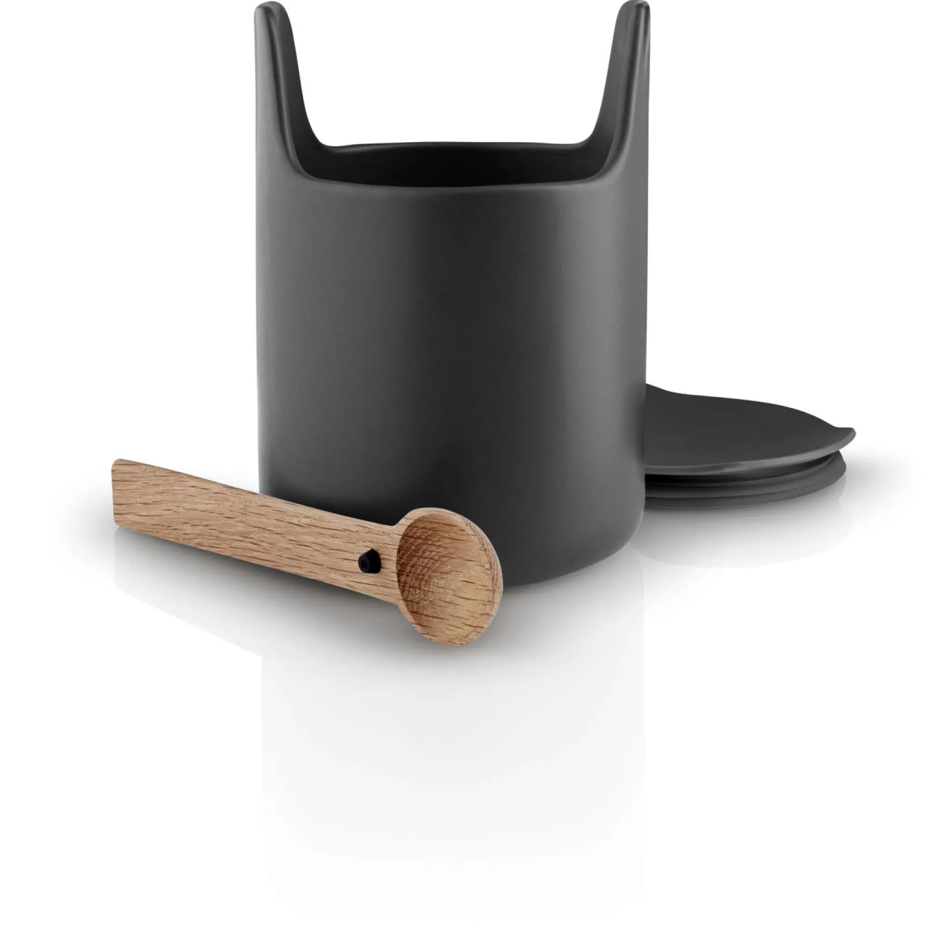 Toolbox förvaringsburk - 15 cm - med sked och lock, svart